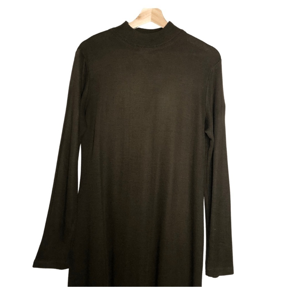Mary McFadden 70s Sweater Dress/Mock Turtleneck/Vintage Long Dress Brown Sz M - Picture 2 of 11